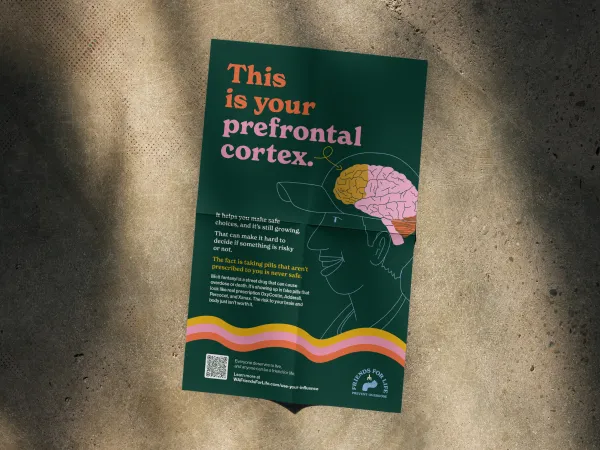 Poster with an image of a brain and information about prevention